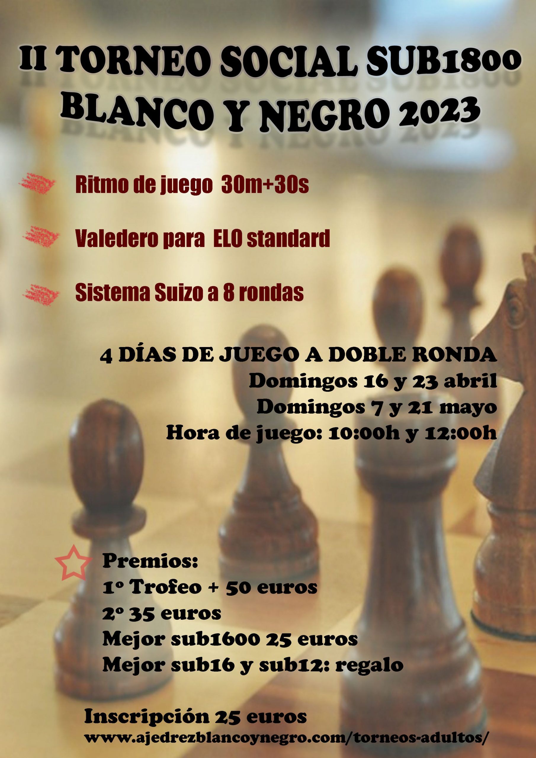 Torneo de ajedrez social del club de ajedrez blanco y negro, club de ajedrez (Madrid, Moncloa). Clases de ajedrez y campamento de ajedrez en verano.